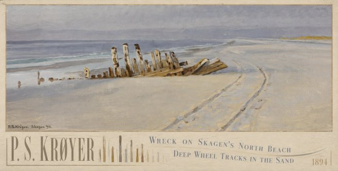 P.S. Krøyer Wreck on Skagen's North Beach. Deep Wheel Tracks in the Sand No6 - Poster
