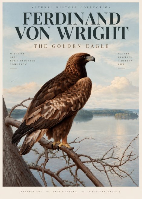 Ferdinand von Wright Eagle Perched by the Lake No6 - Poster