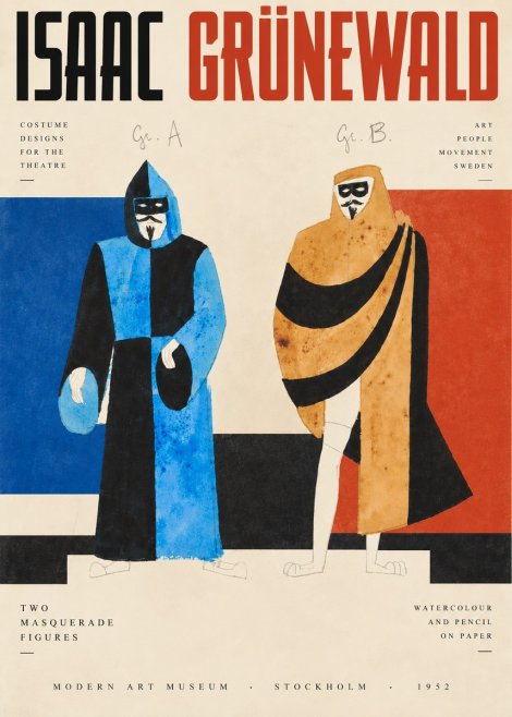 Isaac Grünewald Two Masquerade Figures - Costume Sketch No3 - Poster