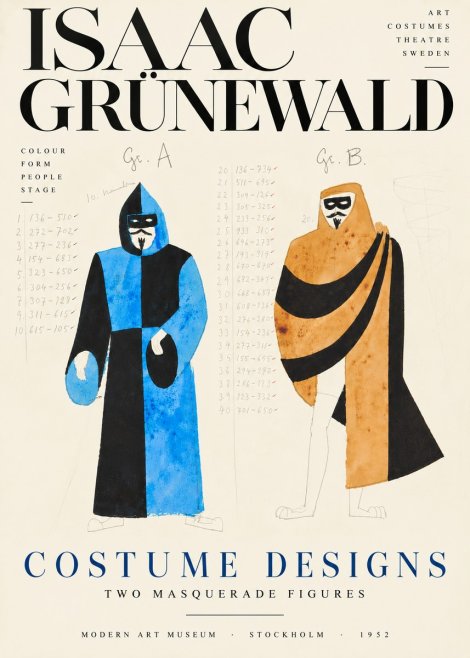 Isaac Grünewald Two Masquerade Figures - Costume Sketch No6 - Poster
