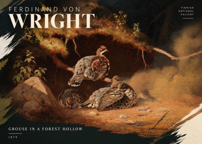 Ferdinand von Wright Grouse in a Forest Hollow No4 - Poster