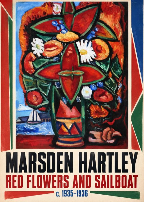 Marsden Hartley Red Flowers and Sailboat No1 - Poster