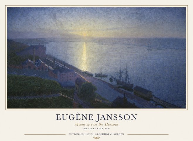 Eugène Jansson Moonrise over the Harbour No1 - Poster