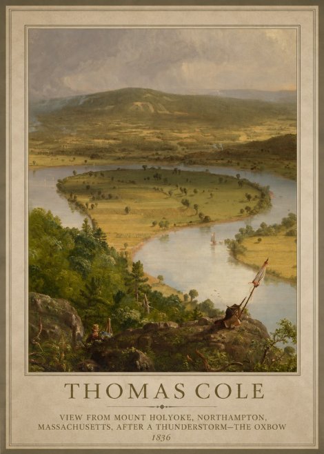 Thomas Cole View from Mount Holyoke, Northampton, Massachusetts, After a Thunderstorm—the Oxbow III No1 - Poster