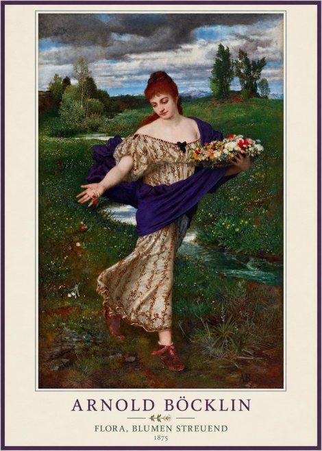 Arnold Böcklin Flora, Blumen Streuend II No4 - Poster