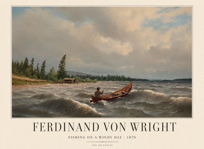 Ferdinand von Wright Fishing on a Windy Day No1 - Poster