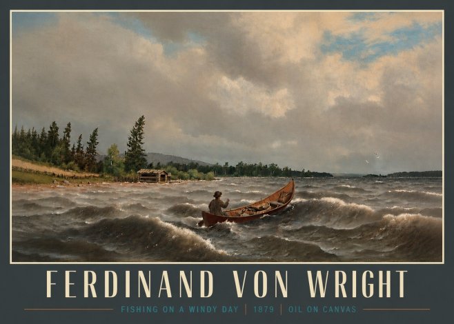 Ferdinand von Wright Fishing on a Windy Day No4 - Poster