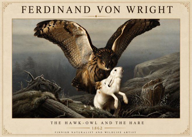 Ferdinand von Wright The Hawk-owl and the Hare No6 - Poster