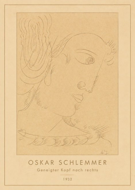 Oskar Schlemmer Geneigter Kopf Nach Rechts No4 - Poster
