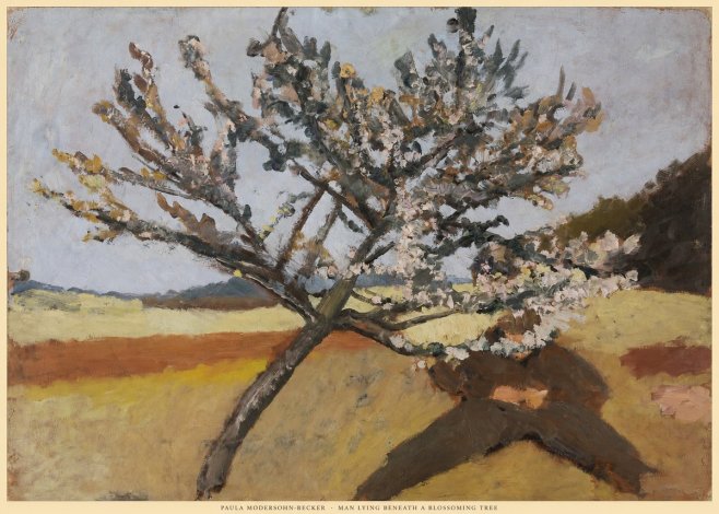 Paula Modersohn-Becker Man Lying Beneath a Blossoming Tree No6 - Poster
