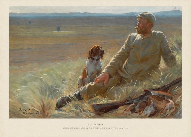 P.S. Krøyer Degn Brøndum Seated in the Dunes with His Hunting Dog No5 - Poster
