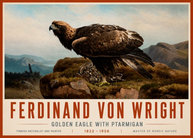 Ferdinand von Wright Golden Eagle with Ptarmigan No5 - Poster