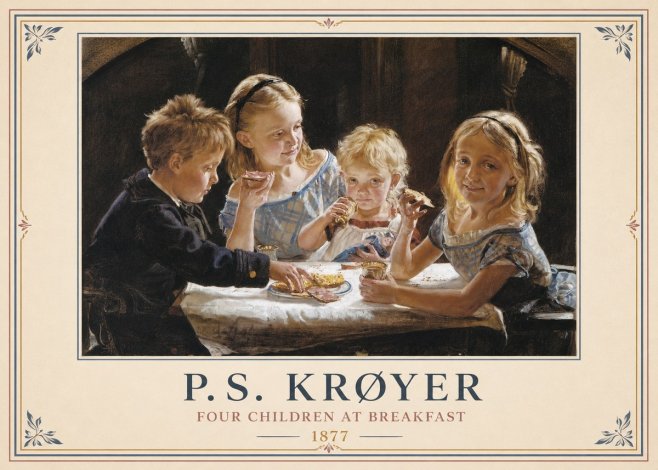 P.S. Krøyer Four Children at Breakfast No6 - Poster