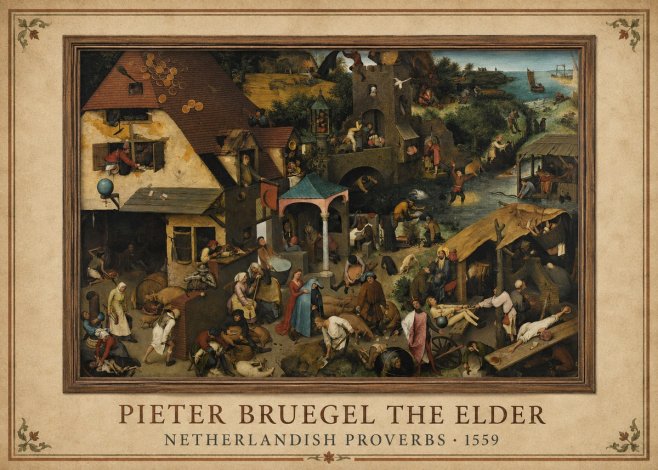 Pieter Bruegel Netherlandish Proverbs XI No1 - Poster