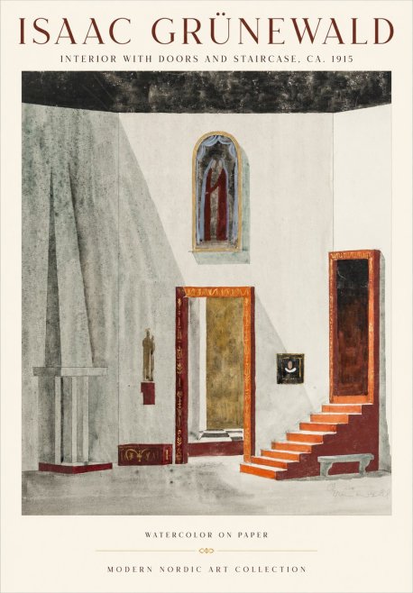 Isaac Grünewald Interior with Doors and Staircase, Ca. 1915 No1 - Poster