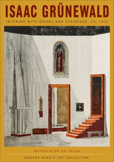 Isaac Grünewald Interior with Doors and Staircase, Ca. 1915 No4 - Poster