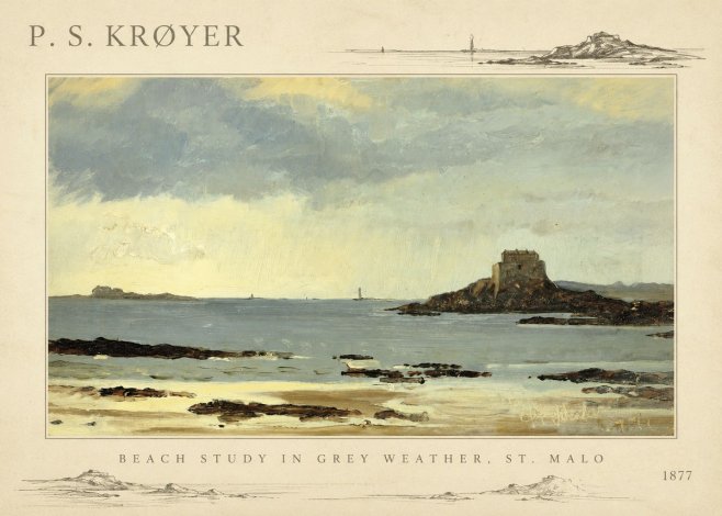 P.S. Krøyer Beach Study in Grey Weather, St. Malo No4 - Poster