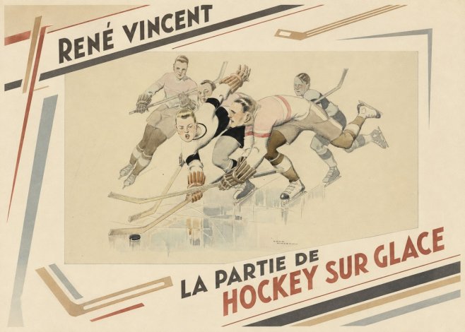 René Vincent La Partie De Hockey Sur Glace No2 - Poster