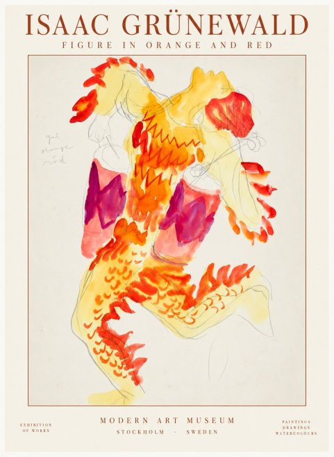 Isaac Grünewald Figure in Orange and Red No2 - Poster
