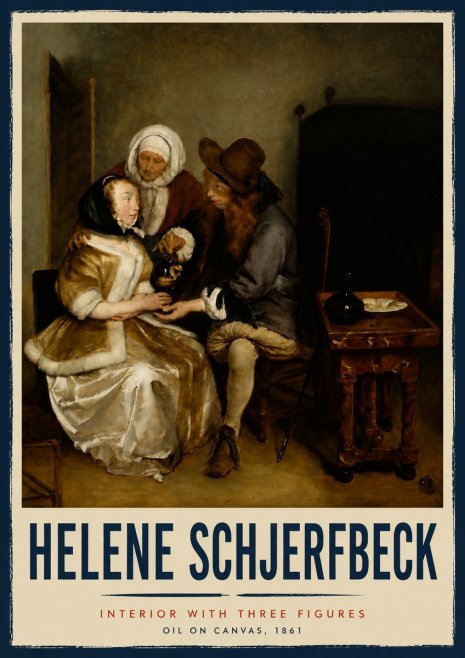 Helene Schjerfbeck Interior with Three Figures No5 - Poster