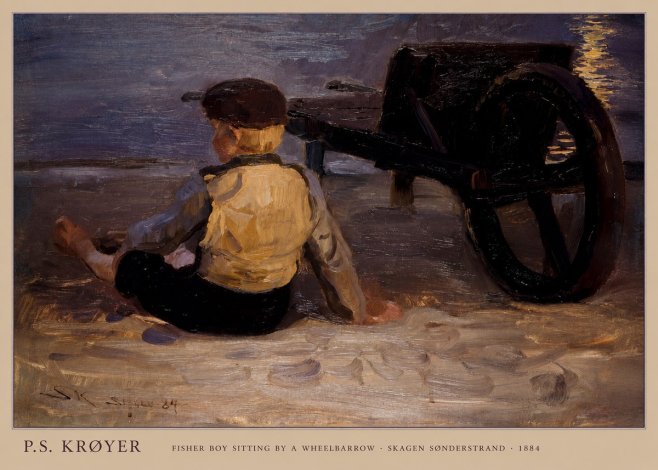P.S. Krøyer Fisher Boy Sitting by a Wheelbarrow No6 - Poster