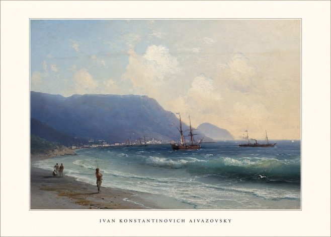 Ivan Konstantinovich Aivazovsky A Coastal View with Fishing Figures No5 - Poster