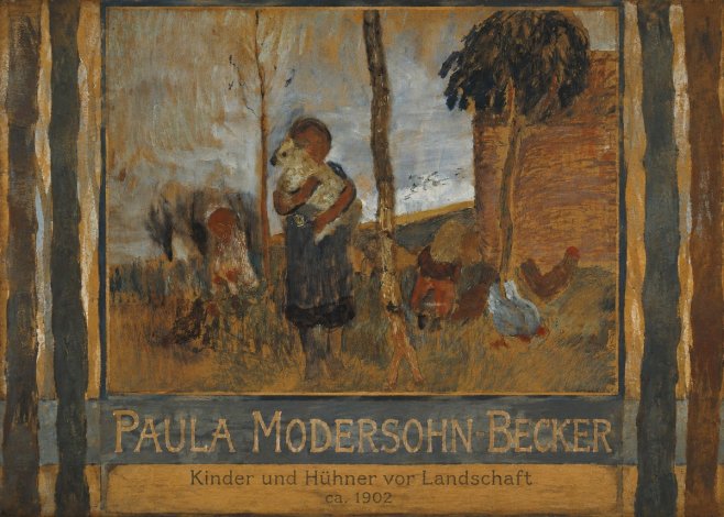 Paula Modersohn-Becker Kinder Und Hühner Vor Landschaft No3 - Poster