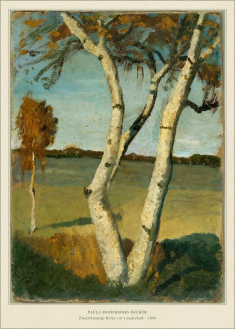 Paula Modersohn-Becker Zweistämmige Birke Vor Landschaft No6 - Poster