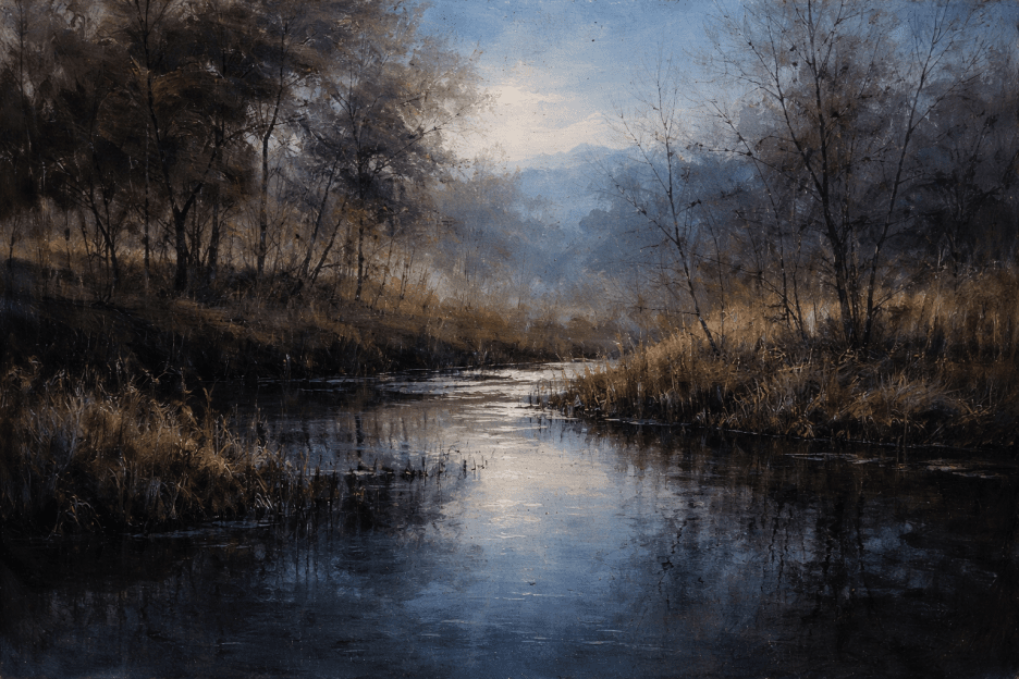 Misty Marshland Reflection