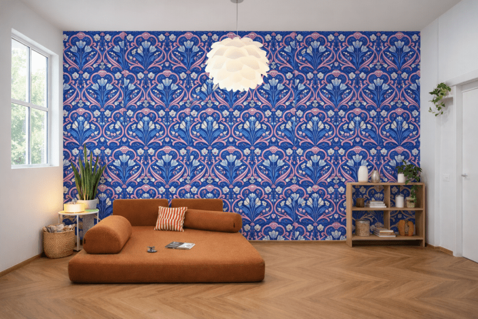 Coral Blossom Tapestry