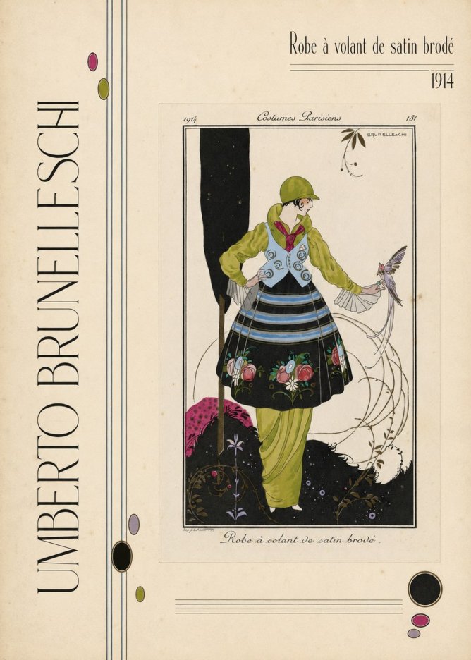 Umberto Brunelleschi Robe À Volant De Satin Brodé No6 - Poster