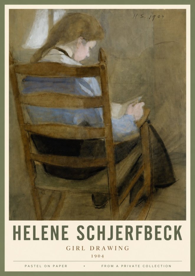 Helene Schjerfbeck Girl Drawing No3 - Poster