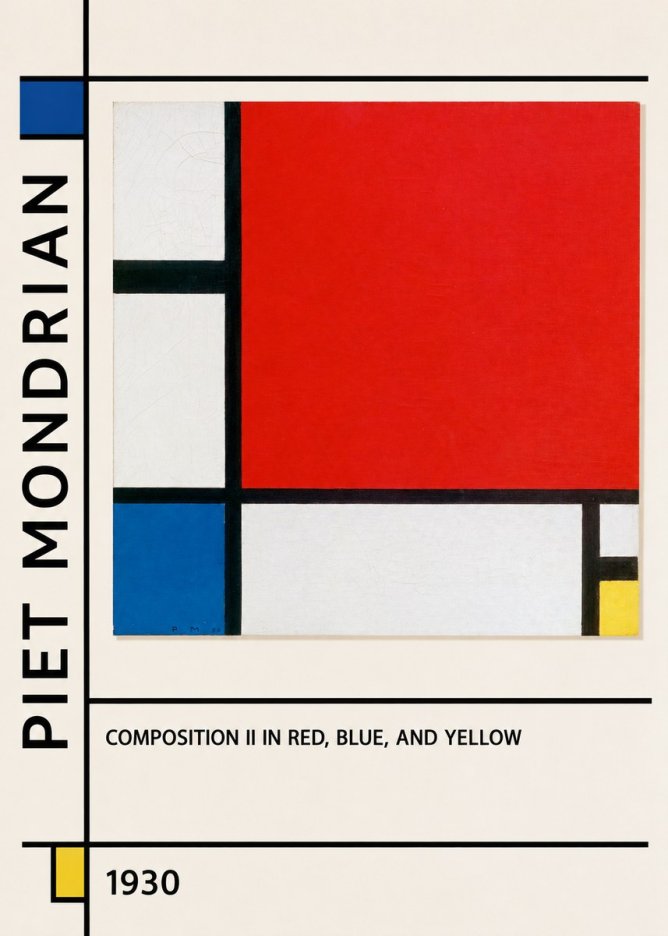 Piet Mondrian Composition Ii in Red, Blue, and Yellow No2 - Poster