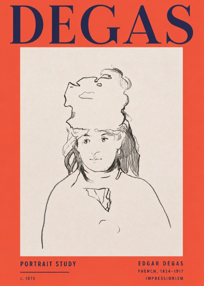 Edgar Degas Portrait Study No2 - Poster