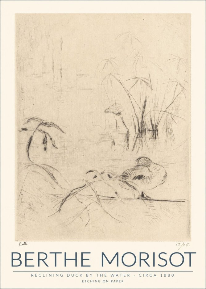 Berthe Morisot Reclining Duck by the Water No1 - Poster