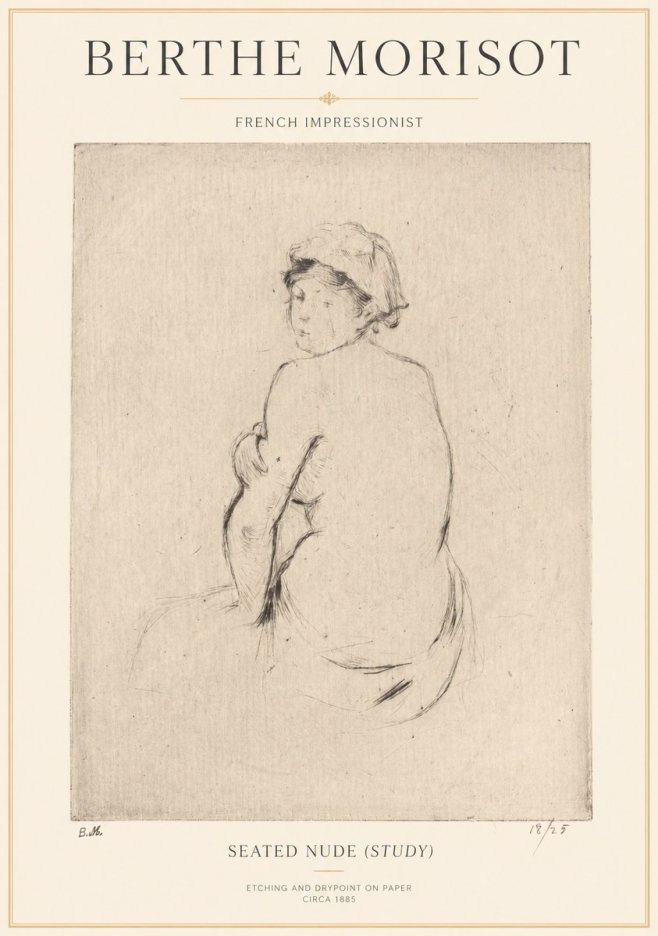 Berthe Morisot Seated Nude (Study) No1 - Poster