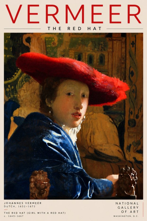 Vermeer The Red Hat No2 - Poster