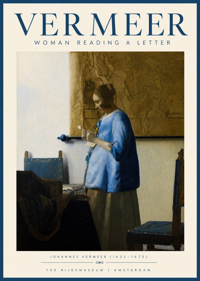 Vermeer Woman Reading a Letter No3 - Poster