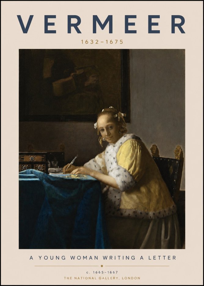 Vermeer A Young Woman Writing a Letter No3 - Poster