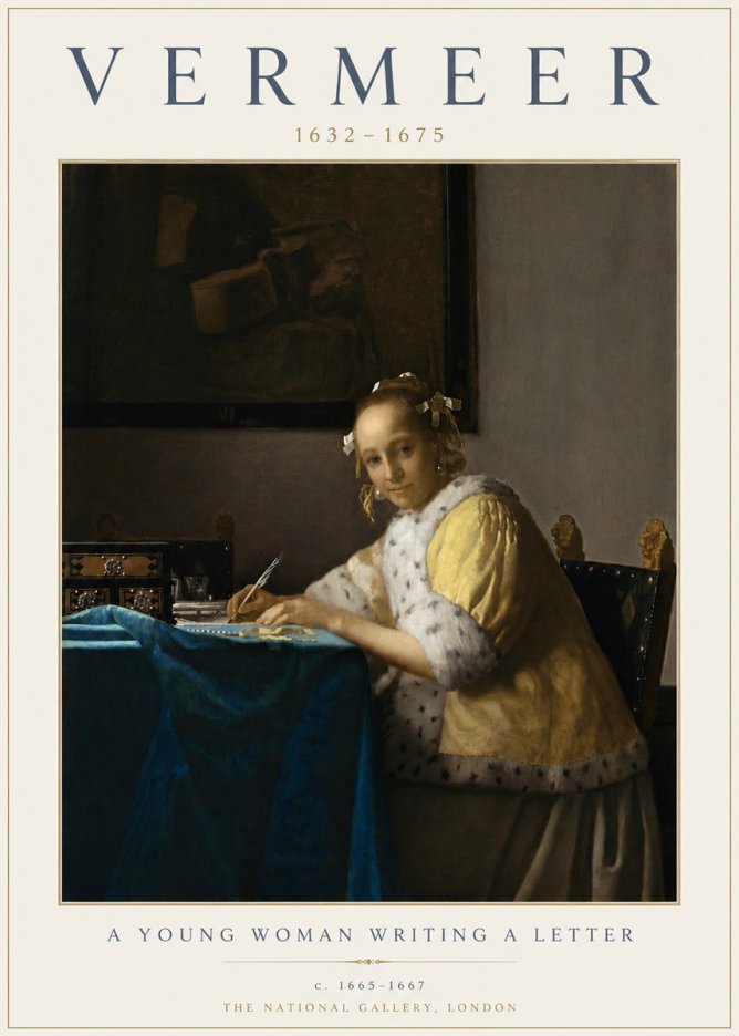 Vermeer A Young Woman Writing a Letter No5 - Poster