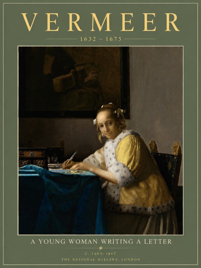 Vermeer A Young Woman Writing a Letter No6 - Poster