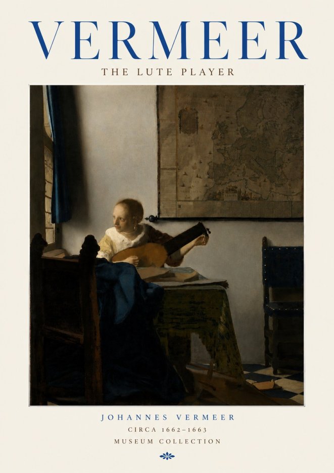 Vermeer The Lute Player No3 - Poster