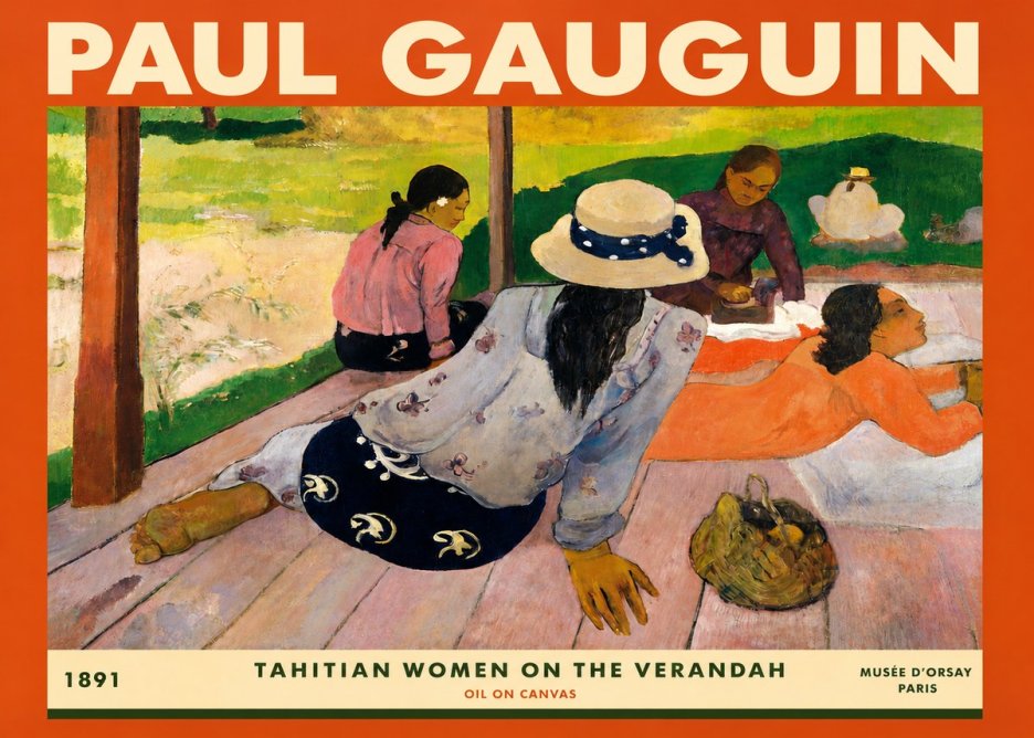 Paul Gauguin Tahitian Women on the Verandah No3 - Poster