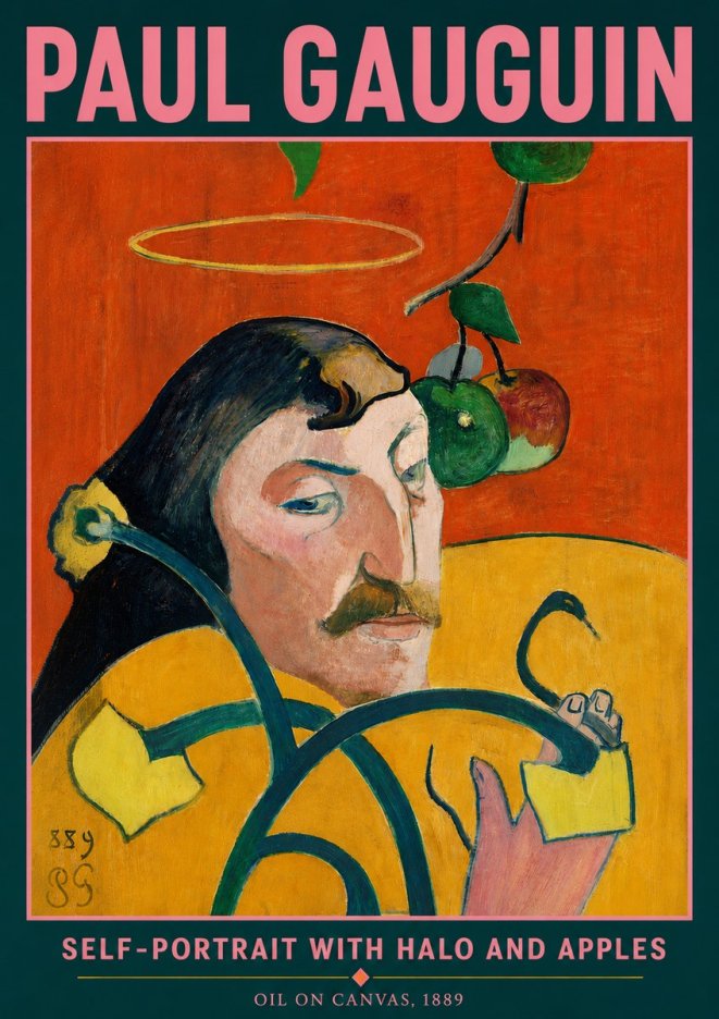Paul Gauguin Self-portrait with Halo and Apples No5 - Poster