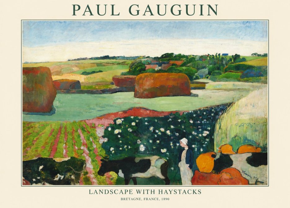 Paul Gauguin Landscape with Haystacks No1 - Poster