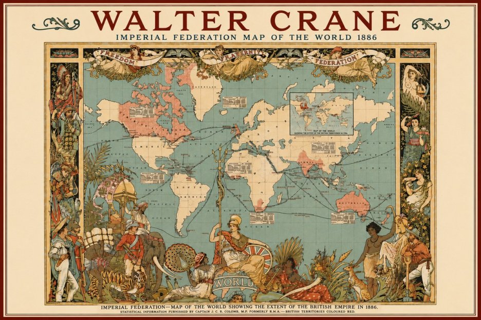 Walter Crane Imperial Federation Map of the World 1886 No4 - Poster