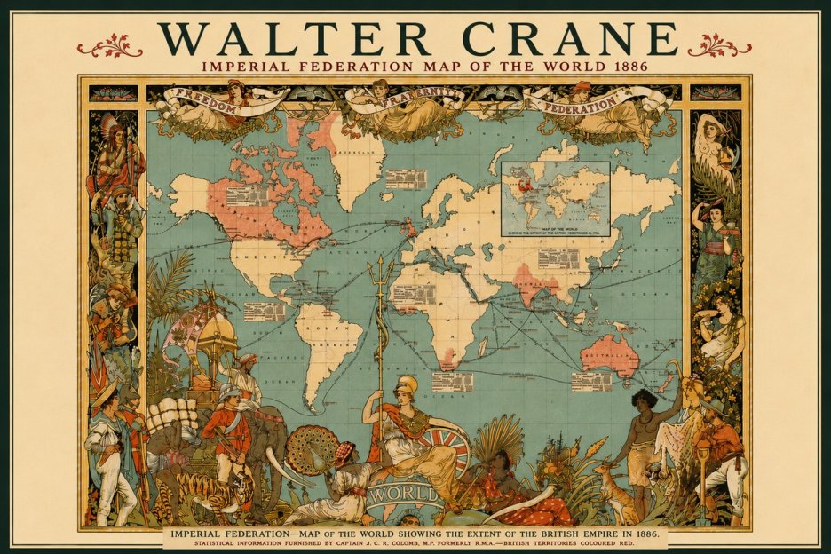 Walter Crane Imperial Federation Map of the World 1886 No6 - Poster