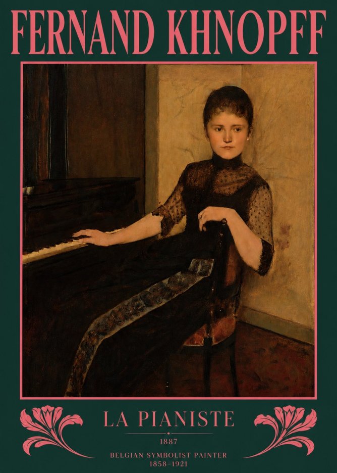 Fernand Khnopff The Piano, 1889 No3 - Poster
