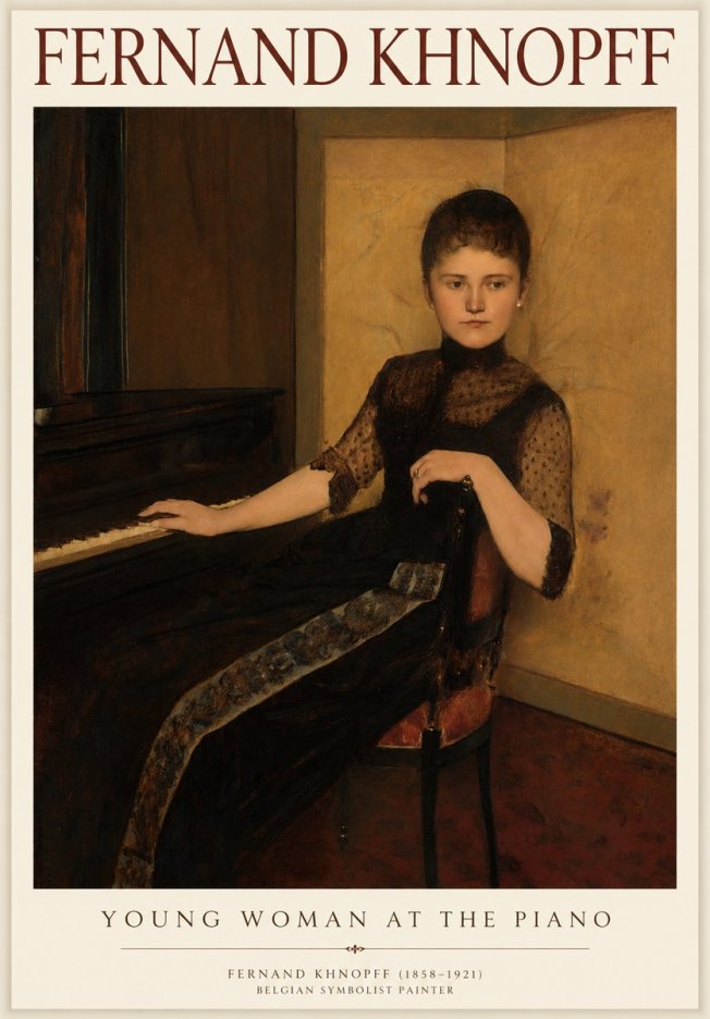 Fernand Khnopff The Piano, 1889 No4 - Poster
