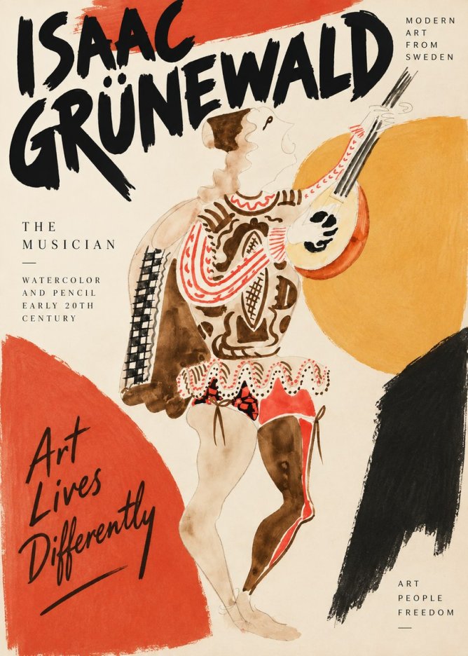 Isaac Grünewald The Lute Player No4 - Poster